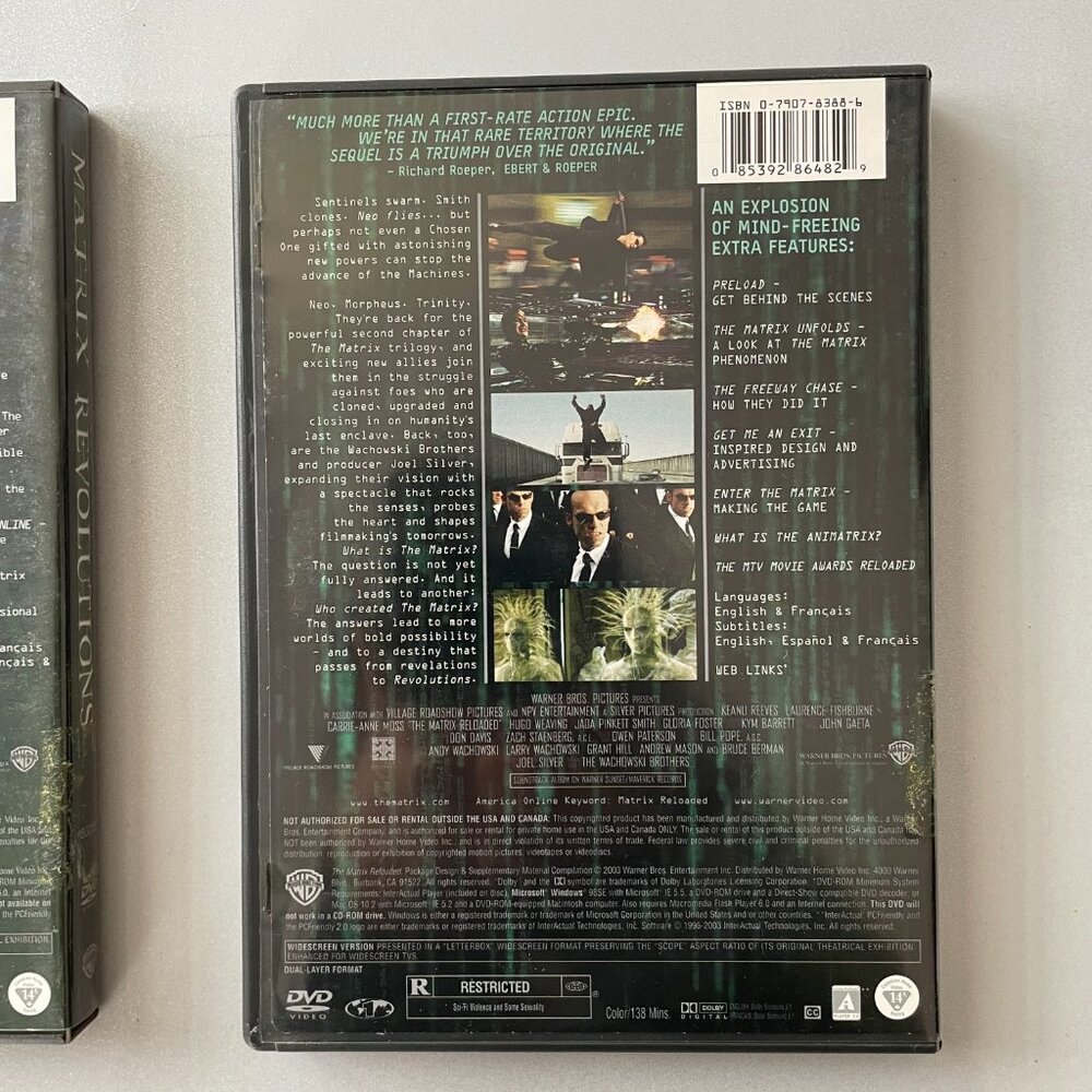 The Matrix 2 DVD Set Matrix Reloaded & Matrix Revolutions (2003 ) Rated R - Picture 7 of 10